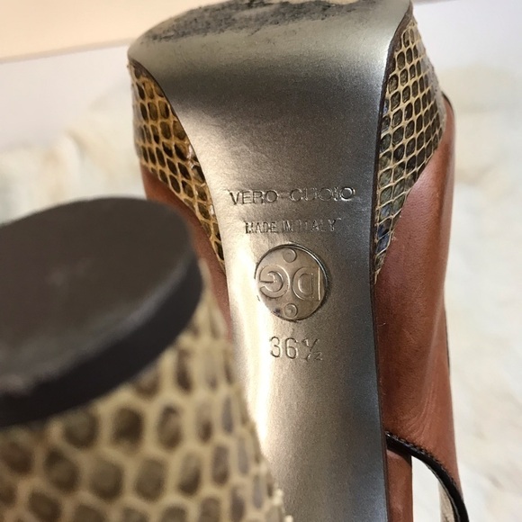 Dolce&Gabbana D&G Slingback Platform Peep-toe Heel Snakeskin+Leather Sandal Shoe - Picture 9 of 12